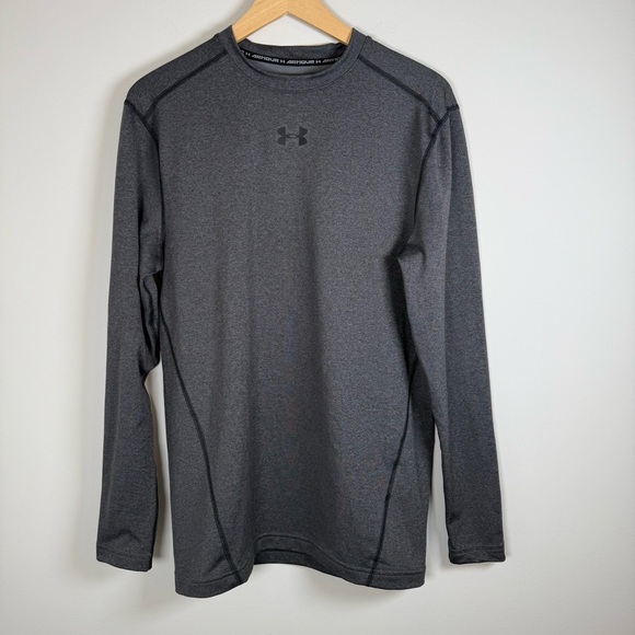 Under Armour Men's Compression Cold Gear Long Sleeve Pullover Shirt Top Gray XL - Picture 1 of 4